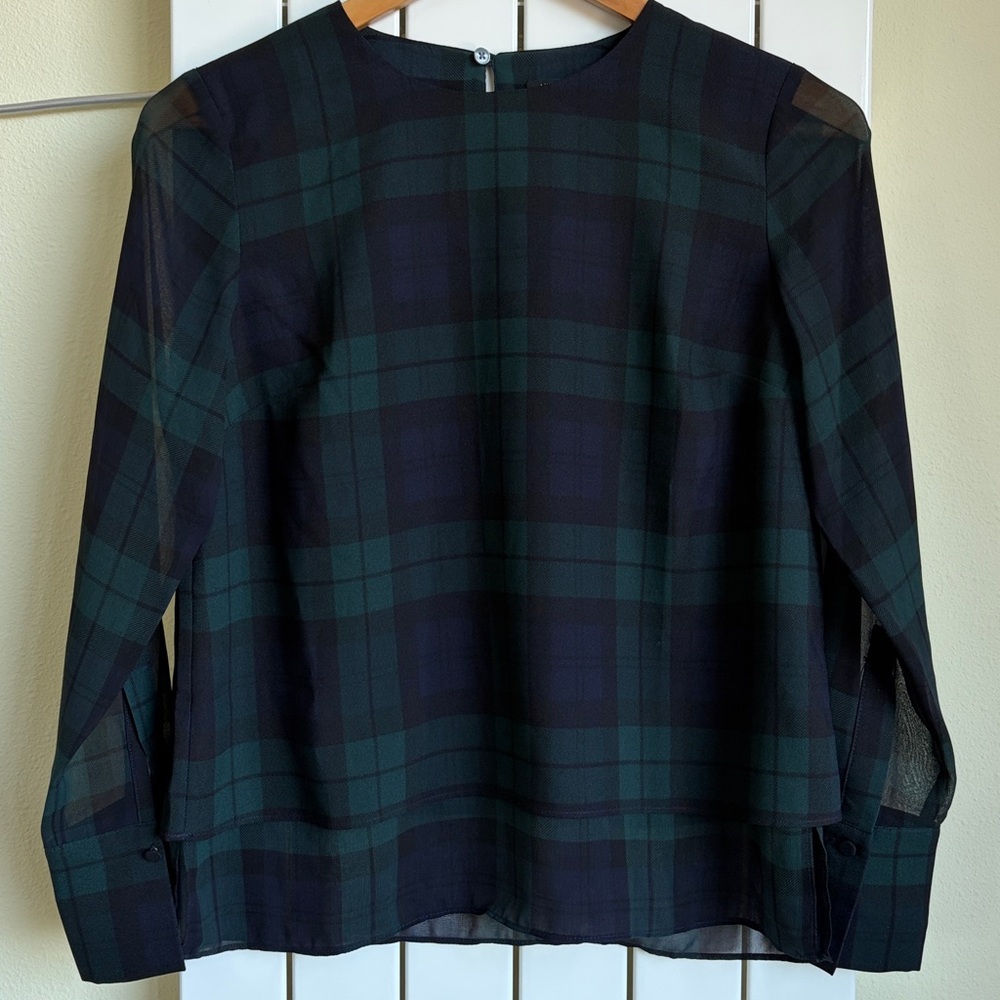 Ann Taylor Green/Navy Plaids Top